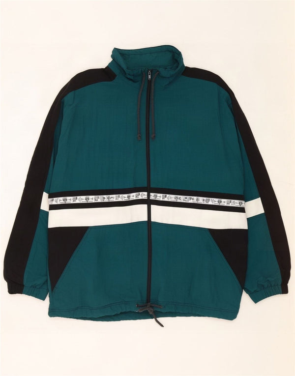 Jaqueta de chuva masculina Crane Graphic UK 40 grande bloco colorido verde nylon
