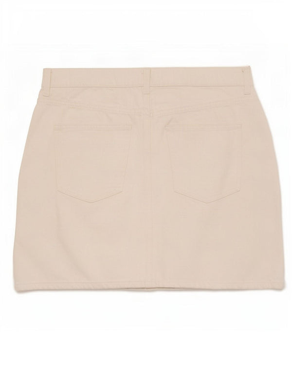 Mini saia jeans feminina Marks & Spencer UK 14 grande W32 algodão branco