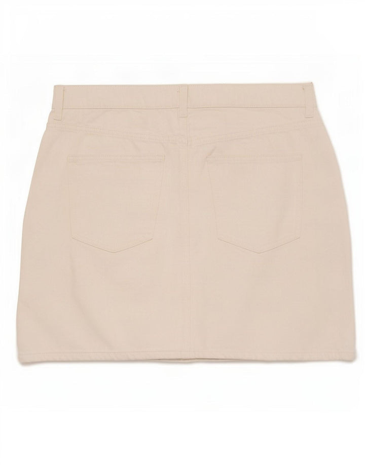 Mini saia jeans feminina Marks & Spencer UK 14 grande W32 algodão branco