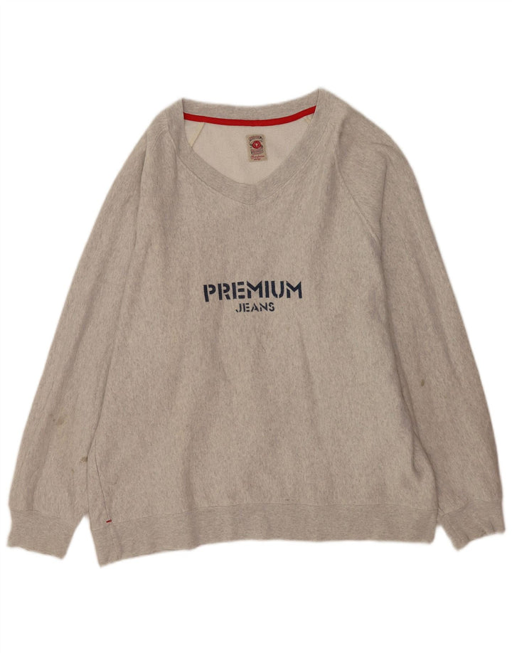 Suéter gráfico feminino vintage UK 14 cinza médio manchado