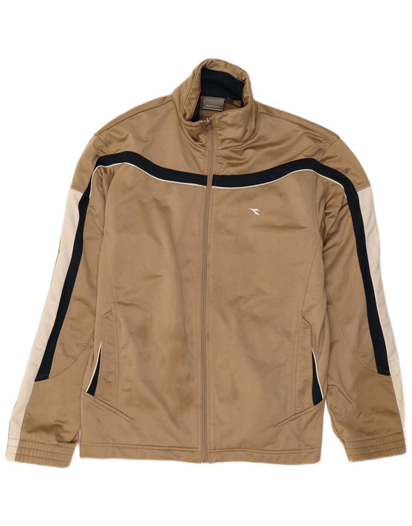 Diadora Mens Tracksuit Top Jacket UK 40 Medium Beige Colourblock Poliéster