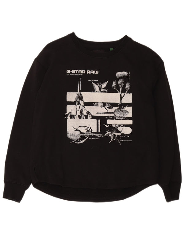 Suéter gráfico feminino G-Star UK 16 grande algodão preto