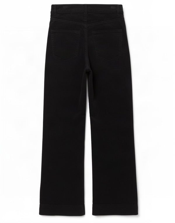 Calça feminina de veludo cotelê Marks & Spencer UK 8 pequena W26 L28 preta