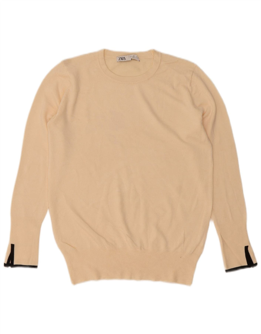 Zara Suéter feminino com gola redonda e gola redonda, tamanho grande, branco