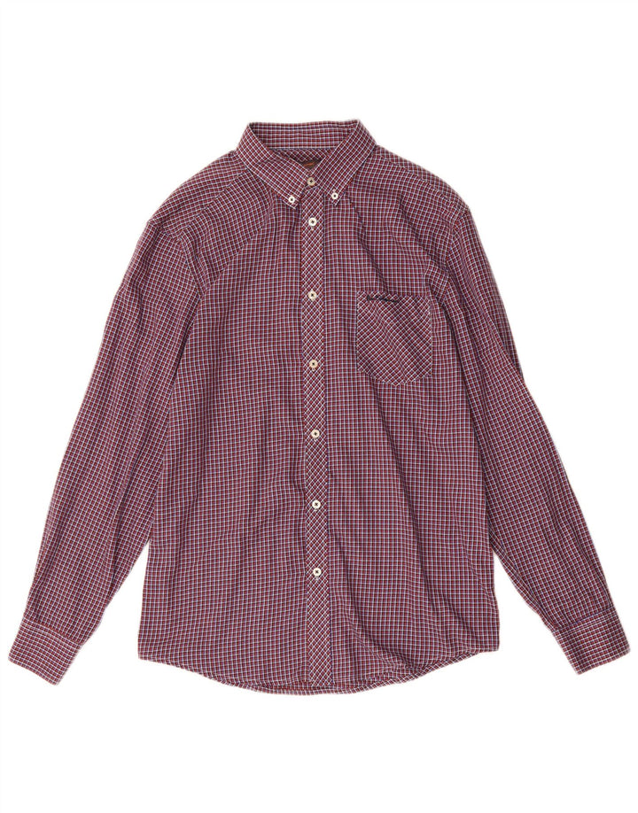 Camisa masculina BEN SHERMAN grande algodão xadrez roxo