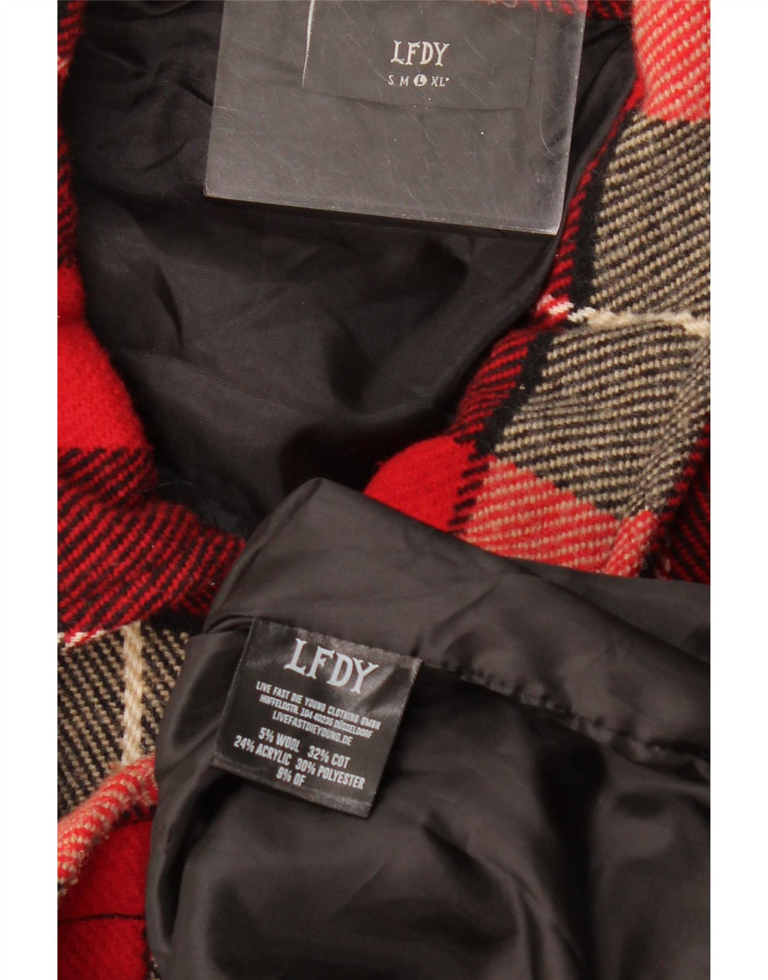 Jaqueta bomber masculina LFDY Reino Unido 40 grande lã xadrez vermelha