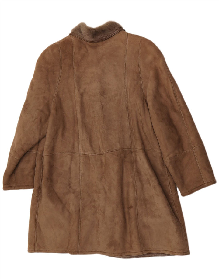 Casaco feminino skinni de shearling grande IT 50 XL marrom shearling