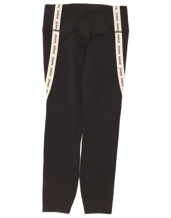 Nike Womens Dri Fit Graphic Capri Leggings UK 10 Small Black Colourblock
