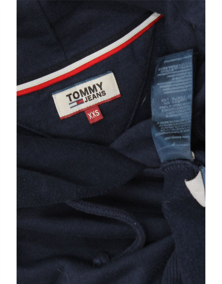 TOMMY HILFIGER Womens Oversized Hoodie Jumper UK 2 2XS Navy Blue Cotton Vintage Tommy Hilfiger and Second-Hand Tommy Hilfiger from Messina Hembry 