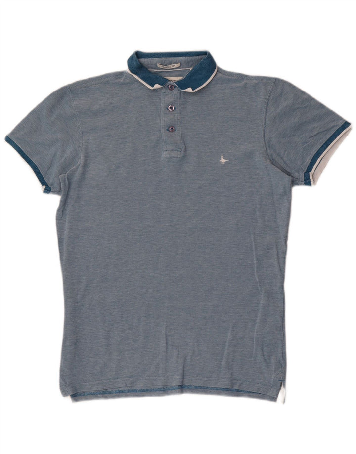 Camisa polo masculina Jack Wills pequena listrada azul de algodão