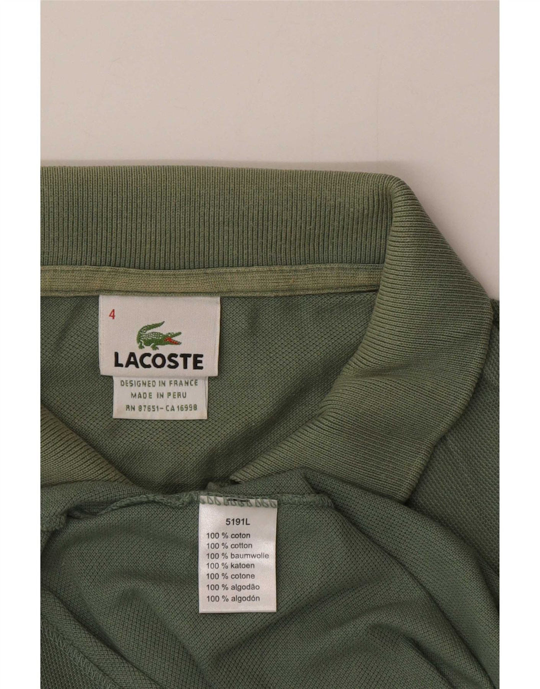 Camisa polo masculina Lacoste tamanho 4 algodão verde médio