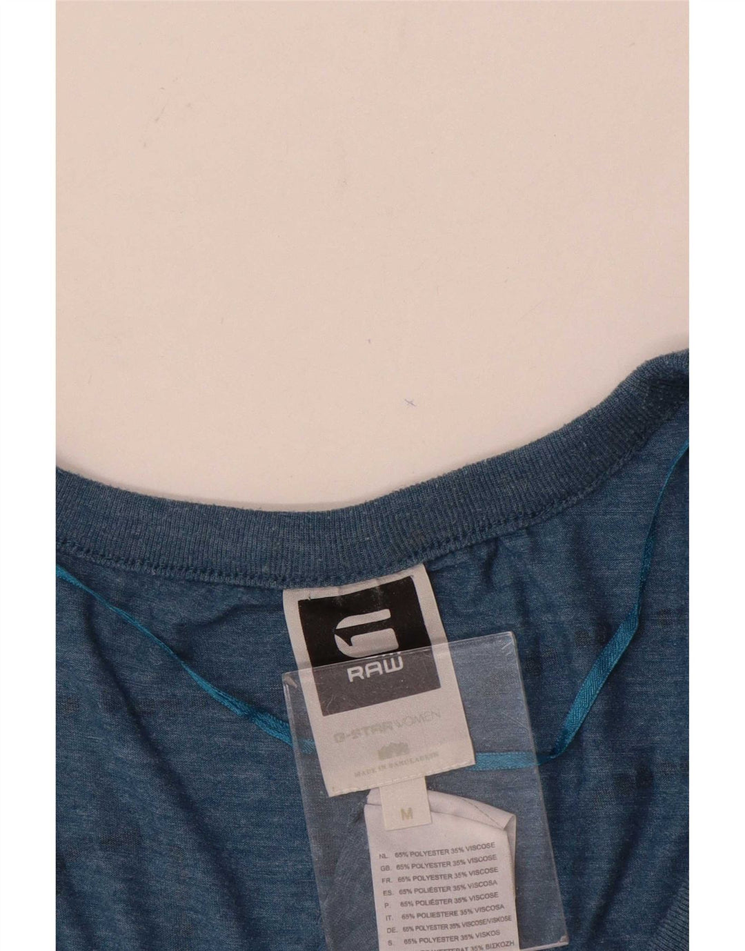 Camiseta feminina G-Star com estampa gráfica UK 12 poliéster azul médio