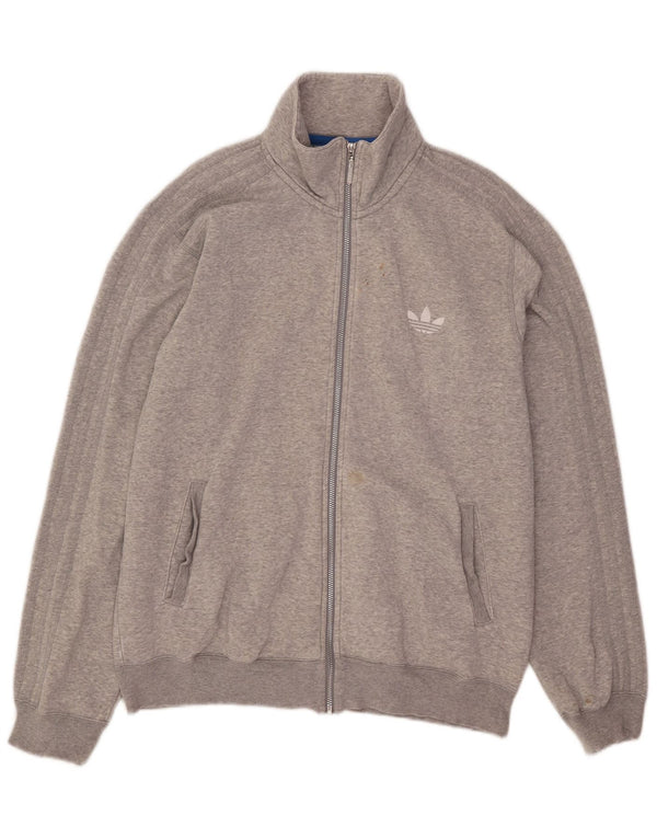 Adidas Mens Tracksuit Top Jacket XL cinza manchado de algodão