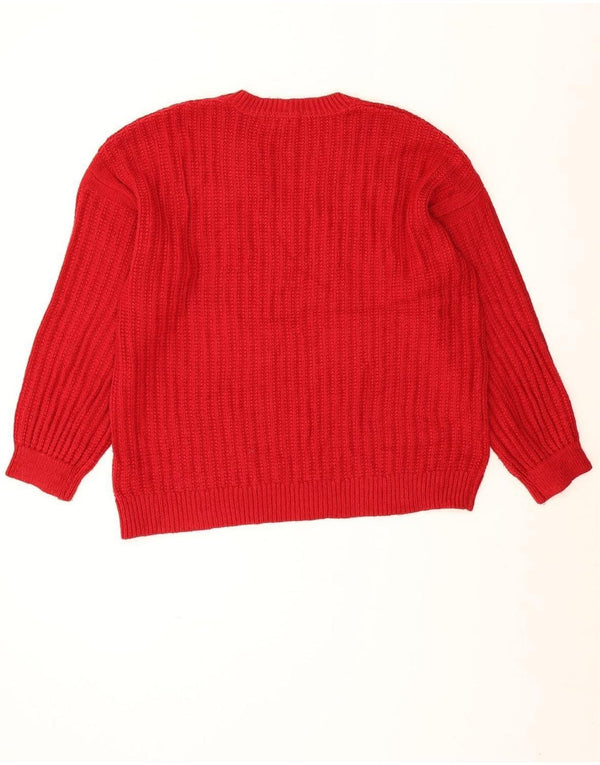 Suéter feminino Marks & Spencer com decote em V Reino Unido 16 grande acrílico vermelho