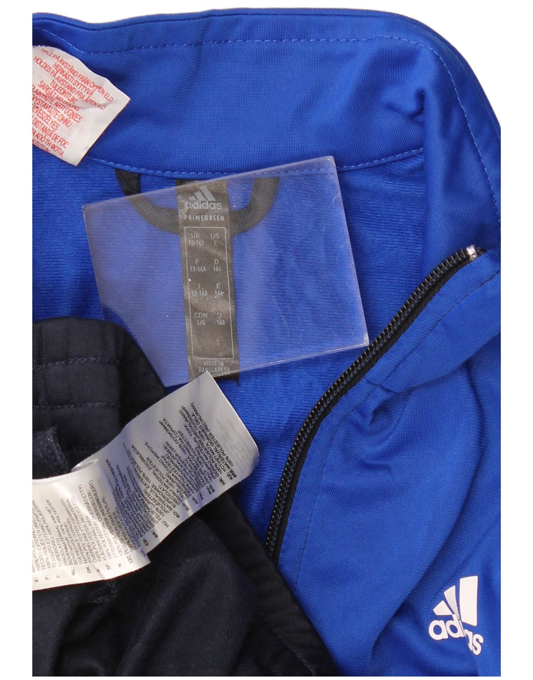 ADIDAS Meninos Tracksuit Top Jacket 13-14 Anos Azul Marinho Colorblock