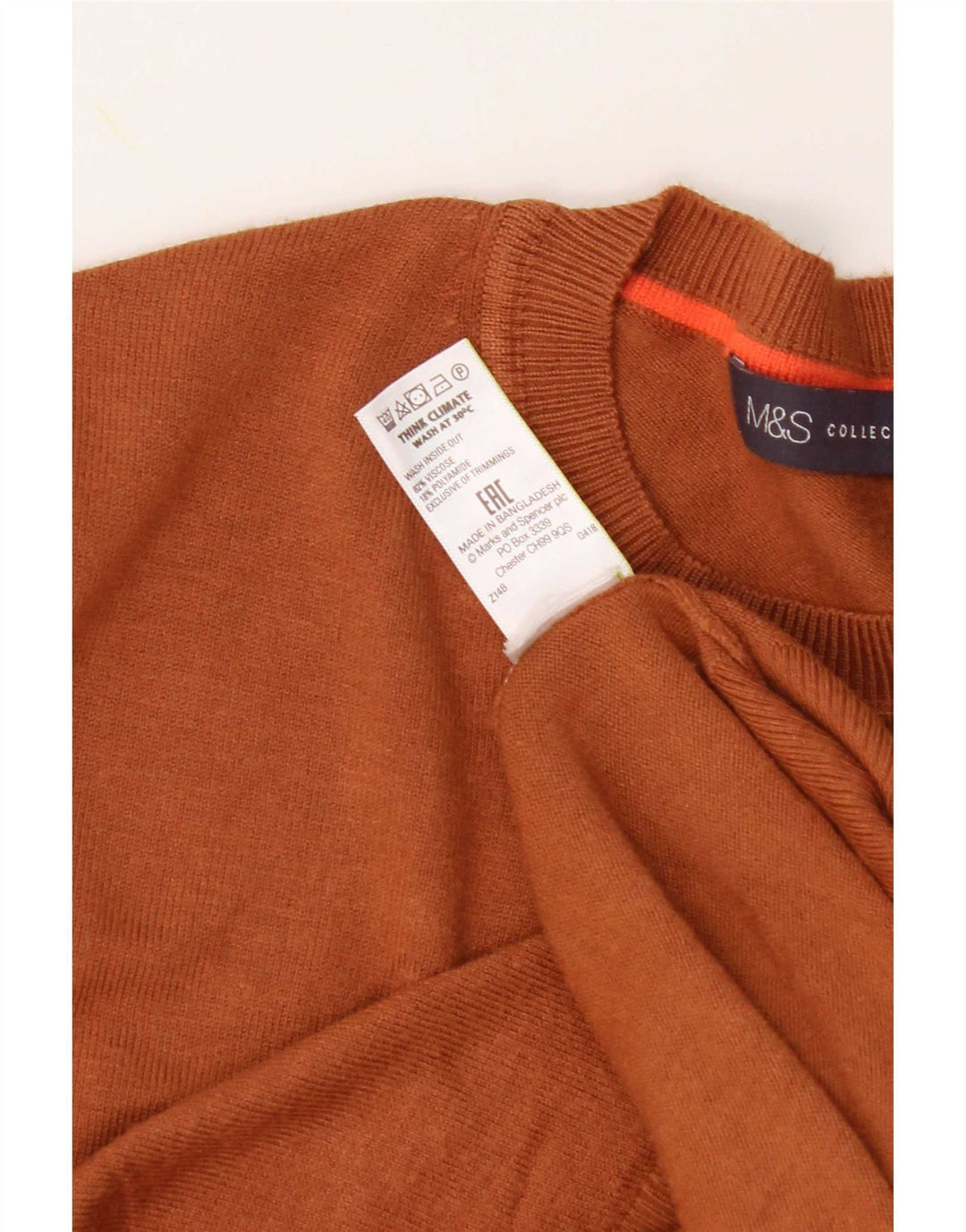 Suéter feminino Marks & Spencer com gola redonda Reino Unido 12 marrom médio