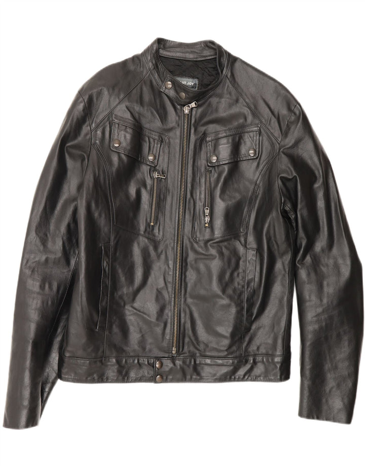 Jaqueta de couro masculina vintage UK 40 grande couro preto