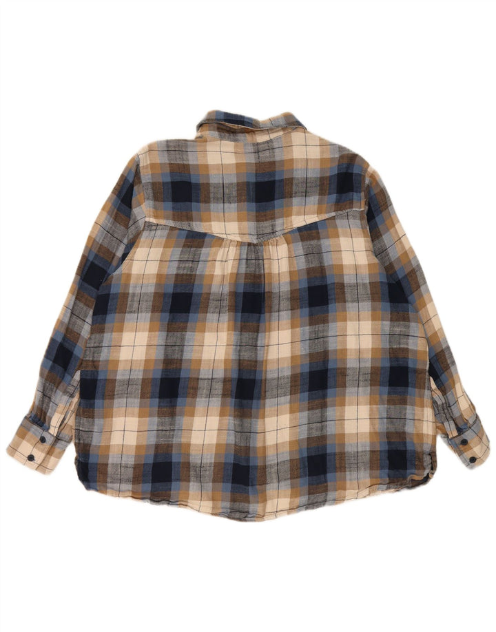 Camisa feminina de flanela Marks & Spencer UK 18 XL algodão xadrez multicolorido