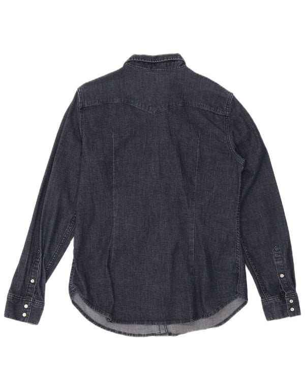 Camisa jeans feminina Levi's Tailored Fit Reino Unido 16 grande algodão azul marinho