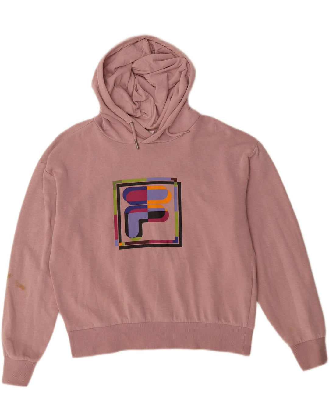 FILA Womens Graphic Hoodie Jumper UK 14 Medium Pink Cotton Vintage Fila and Second-Hand Fila from Messina Hembry 