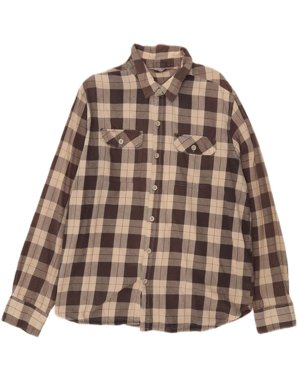 Camisa masculina de flanela Mountain Warehouse 2XL algodão xadrez marrom
