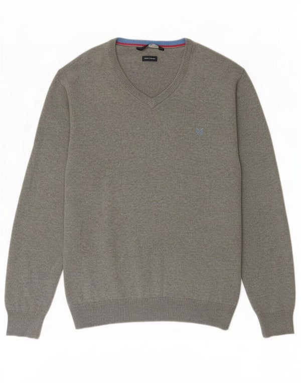 Suéter masculino J. Crew com decote em V 2XL algodão cinza