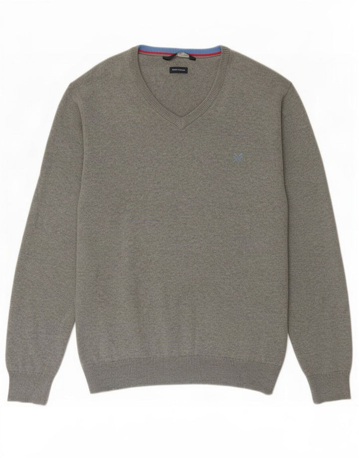 Suéter masculino J. Crew com decote em V 2XL algodão cinza