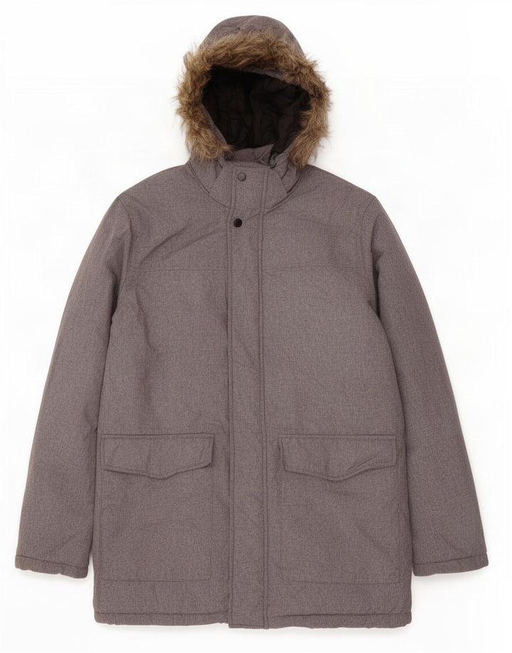 Jaqueta Parka masculina com capuz Jack & Jones Reino Unido 38 cinza médio
