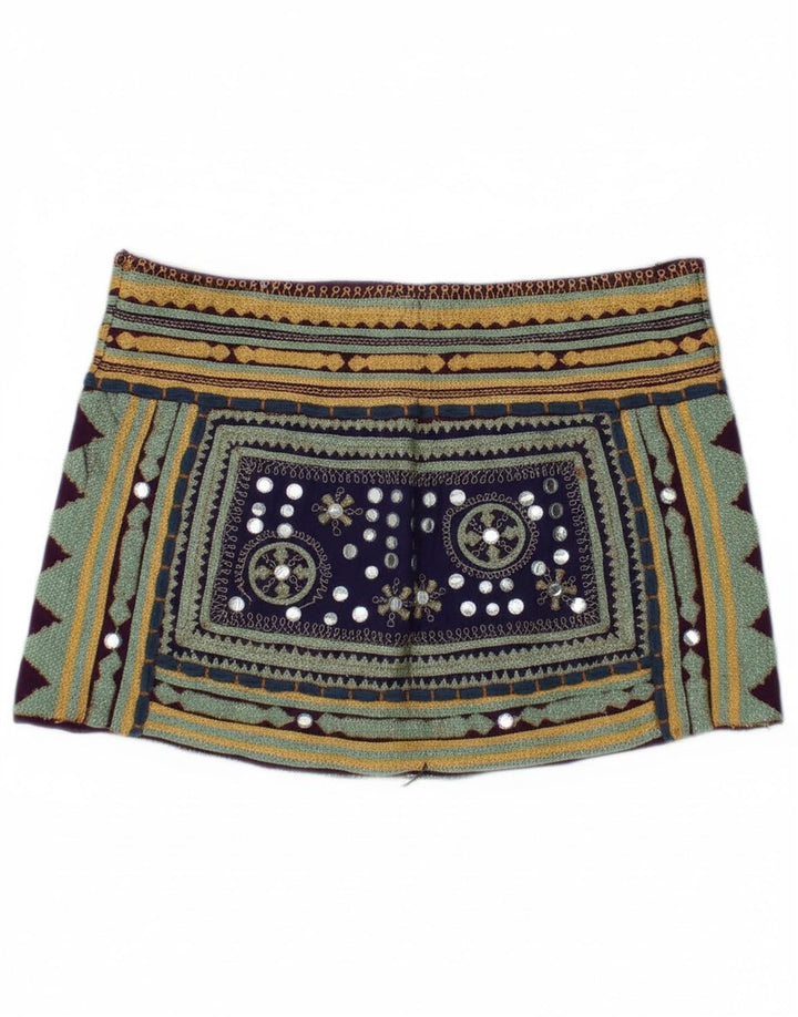 Mini saia feminina Zara média W28 multicolorida geométrica