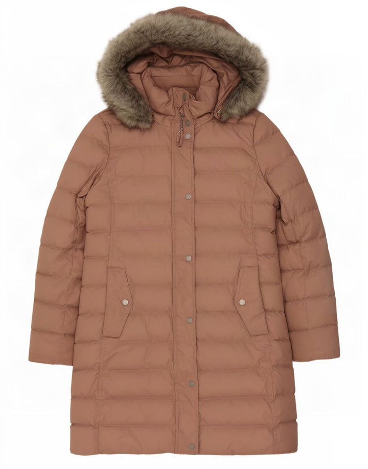 Casaco acolchoado com capuz feminino Tommy Hilfiger Reino Unido 14 grande poliéster rosa