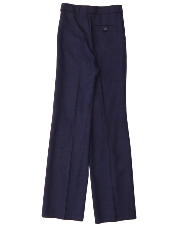 Calça de terno masculina vintage W25 L35 azul marinho