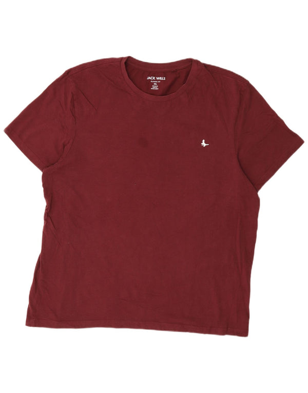 Jack Wills Mens Classic Fit Camiseta Top 2XL Algodão Borgonha