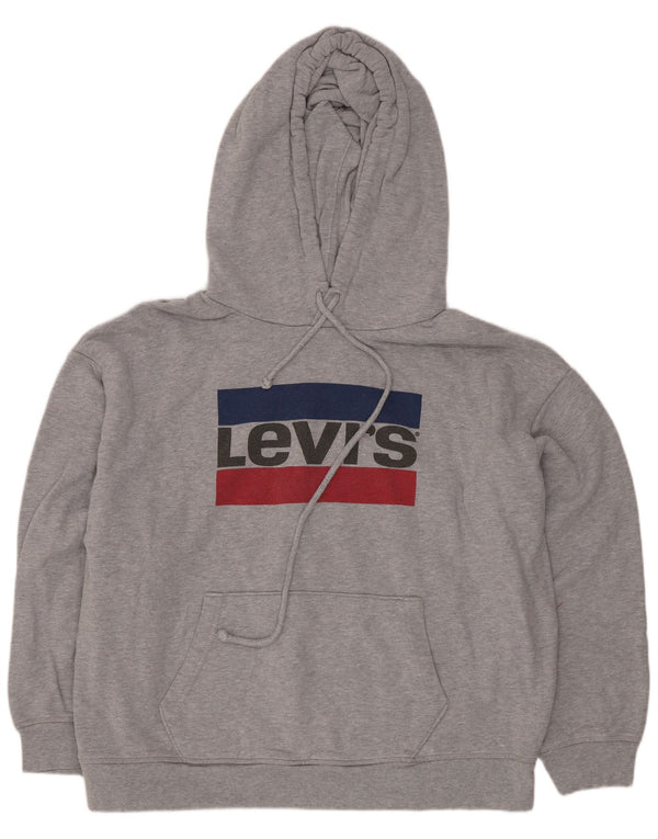 Suéter feminino Levi's com capuz grande e gráfico UK 14 grande cinza manchado