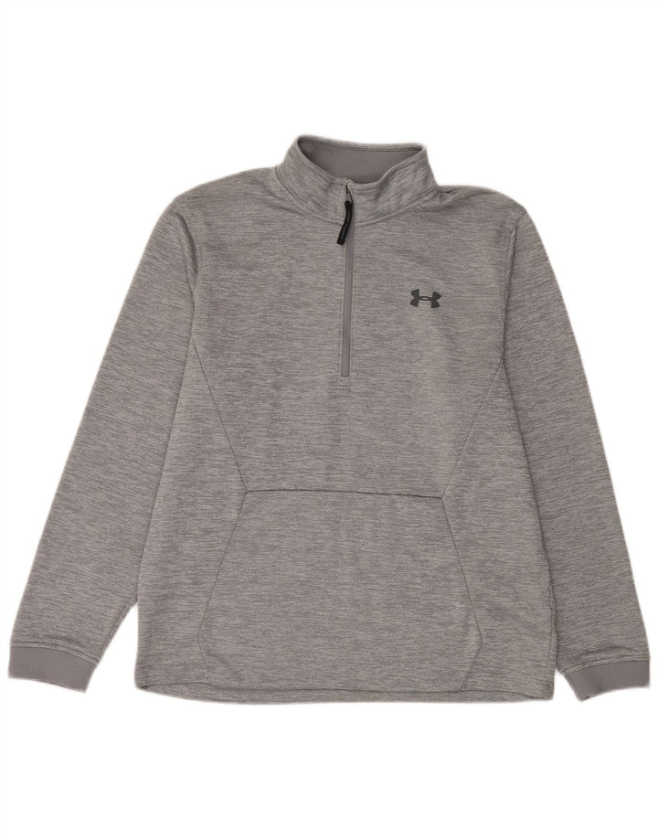 Moletom masculino Under Armour gráfico com zíper e gola grande cinza manchado