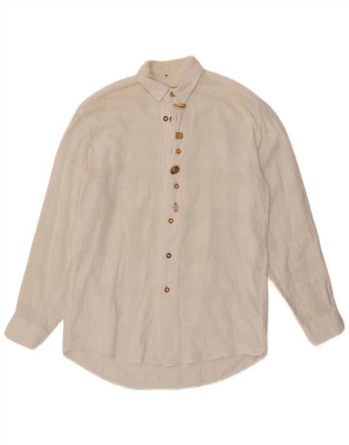 Camisa masculina vintage tamanho 38 xadrez branco médio