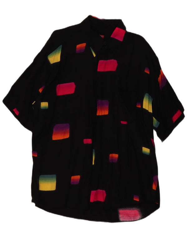 Camisa masculina de manga curta Tipo'S 2XL viscose geométrica preta