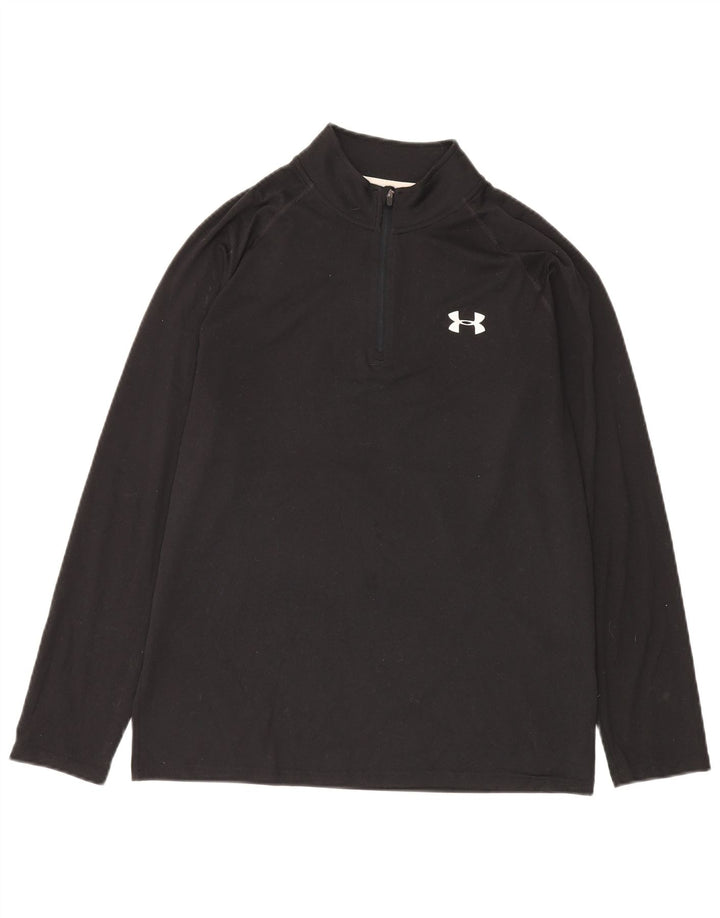 Under Armour Masculino Heat Gear Zip Neck Pulôver Treino Top Médio Preto