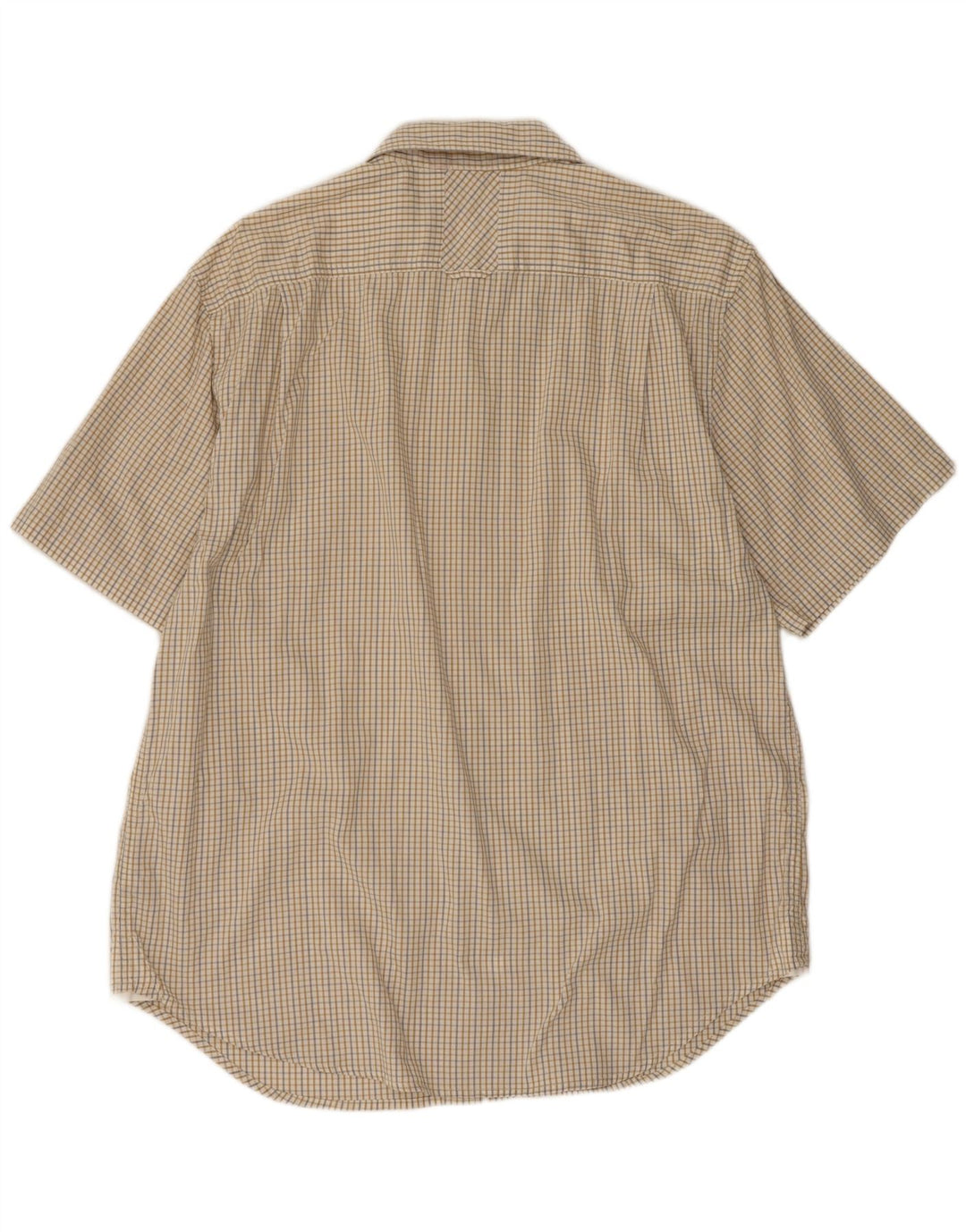 Guess Camisa masculina de manga curta XL bege algodão guingão