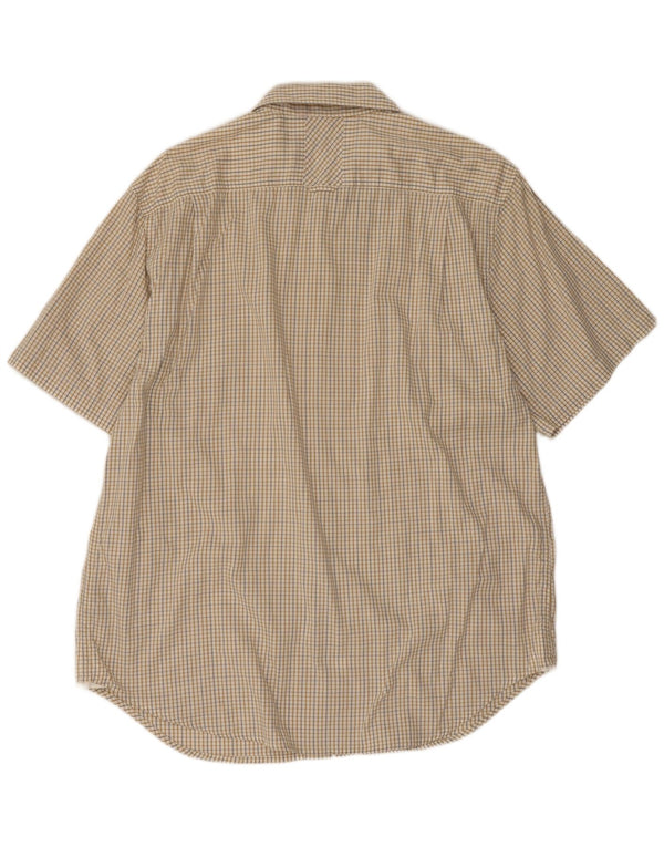 Guess Camisa masculina de manga curta XL bege algodão guingão
