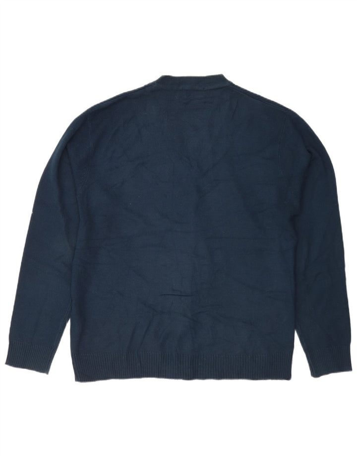 Suéter cardigã masculino Pierre Cardin médio azul marinho acrílico