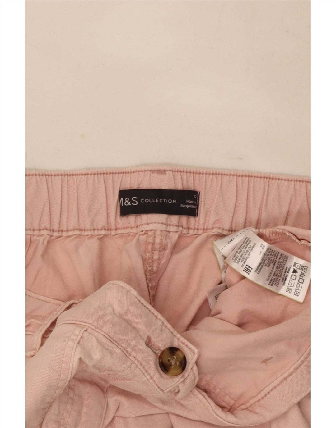 Calça cargo feminina Marks & Spencer UK 12 médio W30 L26 rosa