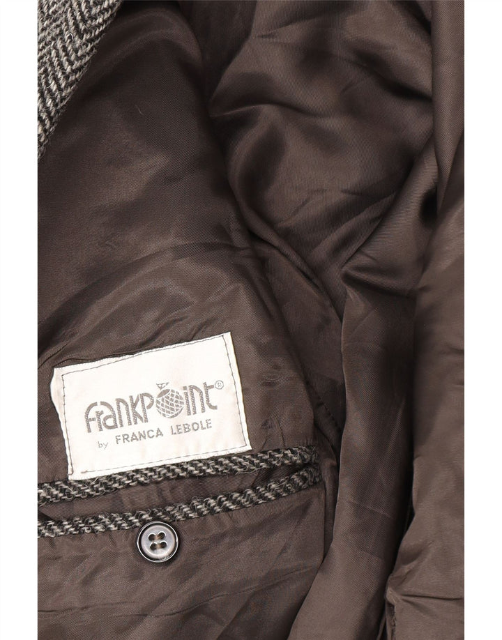 Jaqueta blazer masculina Lanificio Campore com 2 botões Reino Unido 40 grande espinha de peixe cinza