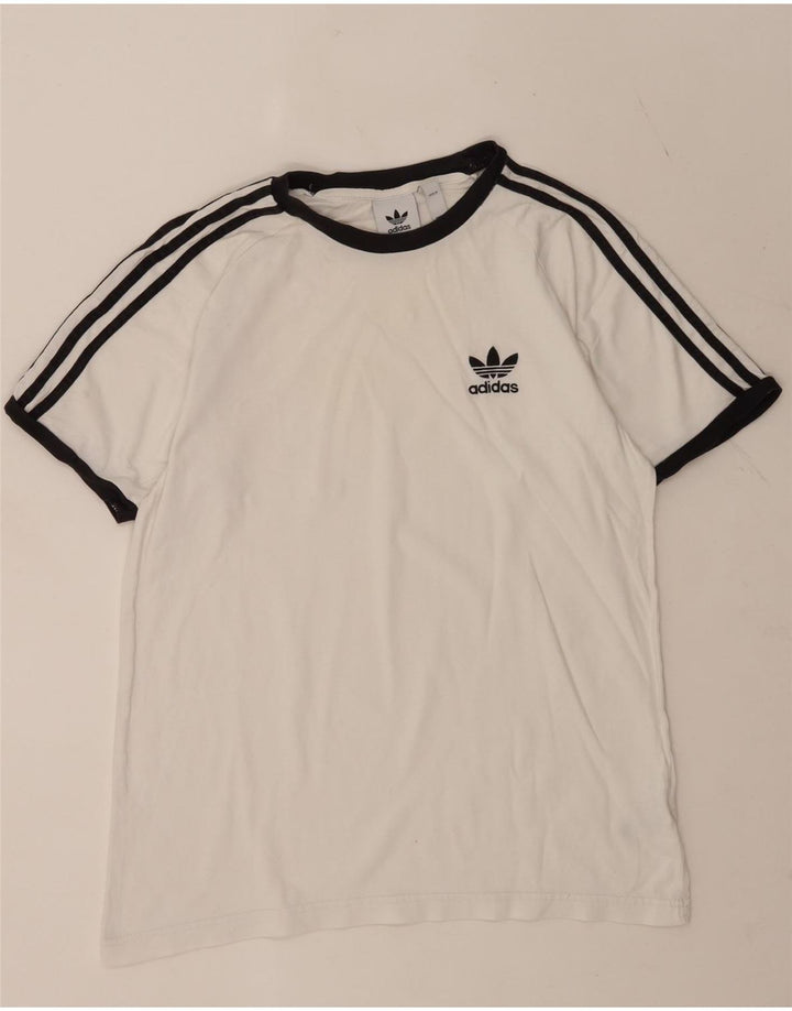 Adidas Mens Camiseta Top Médio Algodão Branco