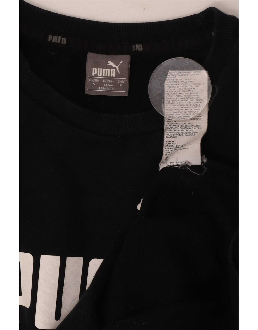 Puma Mens Graphic Moletom Jumper Pequeno Algodão Preto