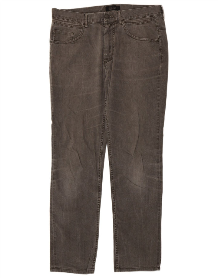 Zara Mens Straight Jeans EU 42 Grande W32 L31 Cinza Algodão