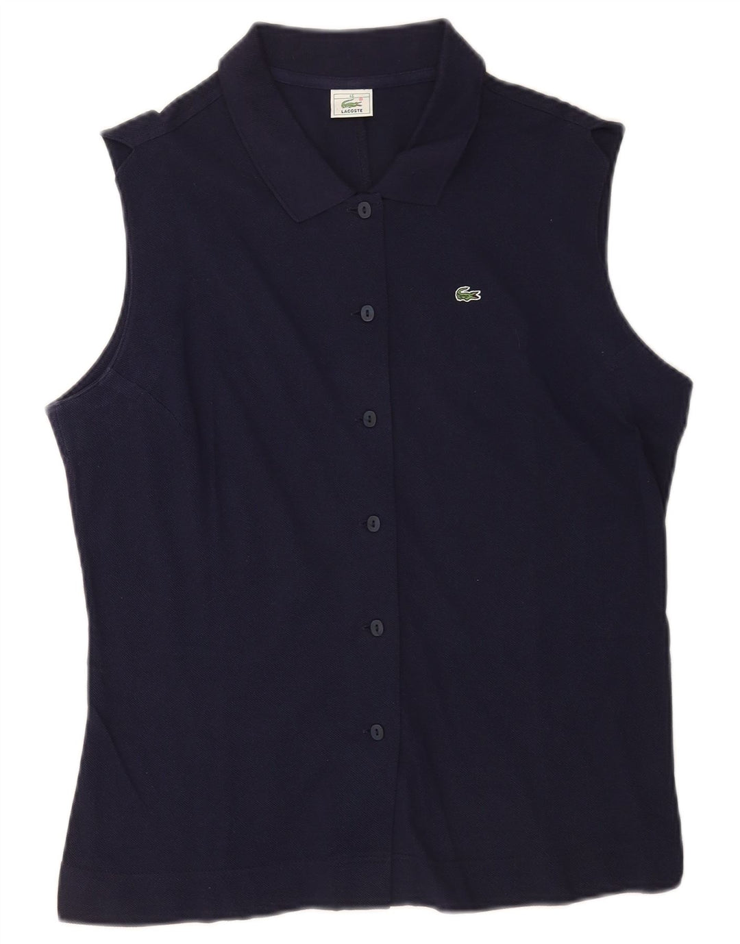 Camisa feminina sem mangas Lacoste tamanho 46 XL azul marinho algodão