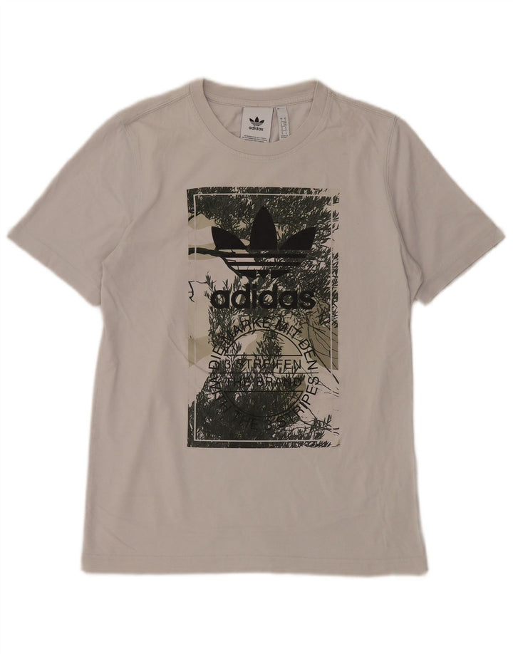 Adidas Mens Graphic T-Shirt Top Pequeno Algodão Branco