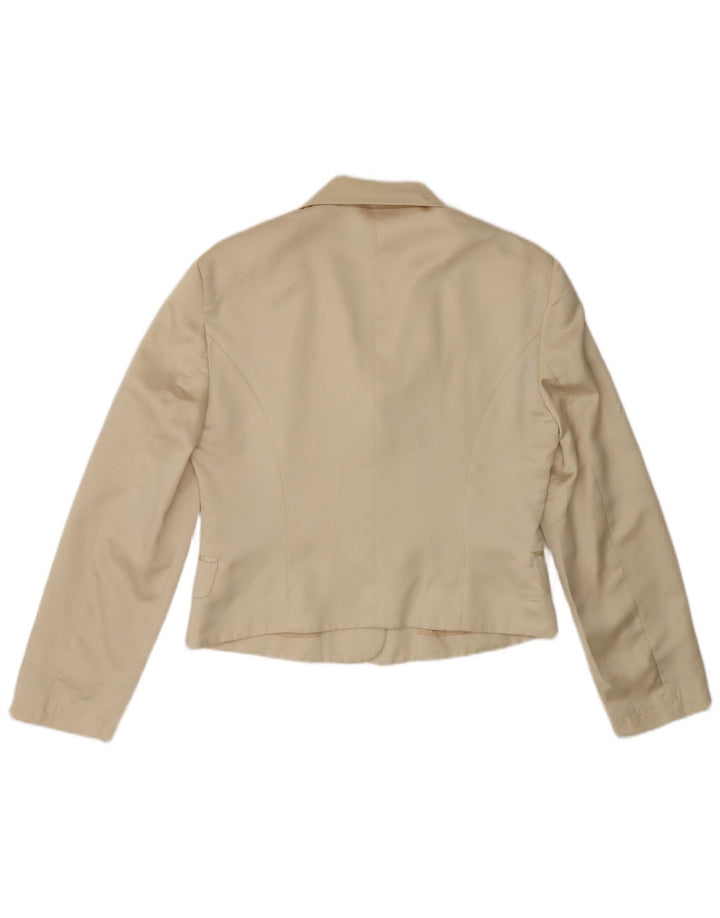 Jaqueta Blazer Feminina Benetton Crop 3 Botões IT 44 Poliéster Bege Médio
