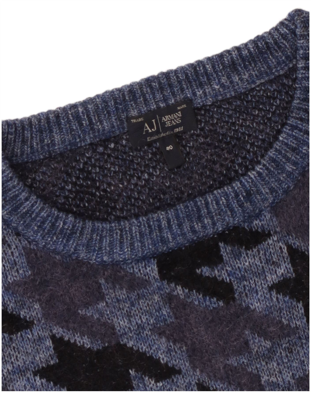 Suéter feminino Armani Jeans com gola canoa UE 40 médio azul marinho