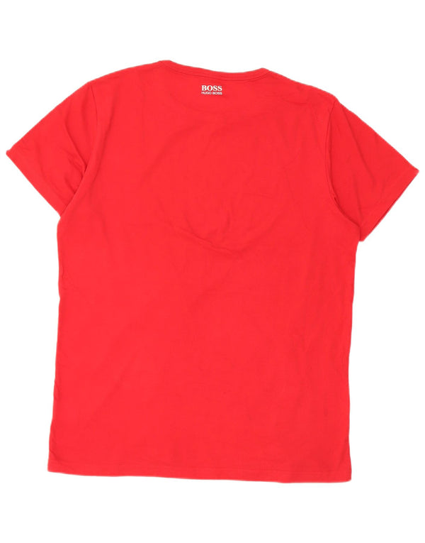 Camiseta gráfica masculina Hugo Boss grande algodão vermelho